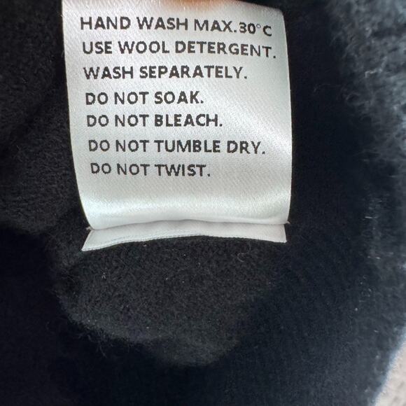 COMO BOCA Sweater Womens S Black Flower Cashmere Rib Crew Neck Long Sleeve - Picture 10 of 10